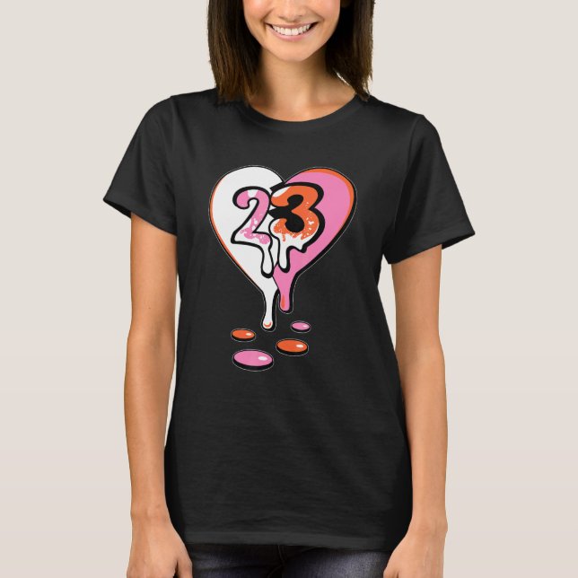 23 Drip Heart GS Pinksicle 5s Matching T-Shirt (Front)