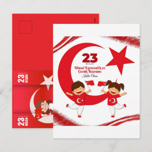 23 Nisan Çocuk Bayramı Joyful Celebration For Kids Holiday Postcard