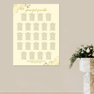 23 Table Cream & Gold Frills Wedding Seating Chart