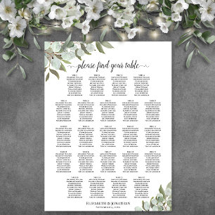 23 Table Eucalyptus Leaves Wedding Seating Chart