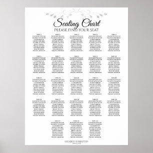 23 Table Silver Flourish Wedding Seating Chart