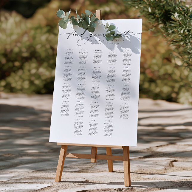 23 Tables Welcome Seating Chart Modern Script (23 Tables Welcome Seating Chart Modern Script, Seating Plan)