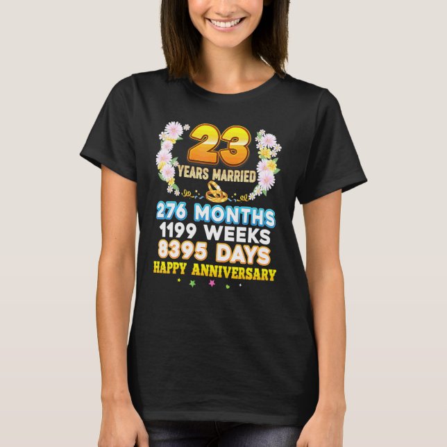 23 Year Married Happy 23rd Wedding Anniversary Cou T-Shirt (Front)