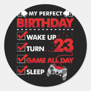 23 Year Old Gamer Boy 22nd Perfect Birthday Gaming Classic Round Sticker
