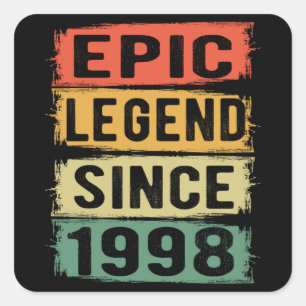 23 Years Old Bday 1998 Epic Legend 23rd Birthday Square Sticker