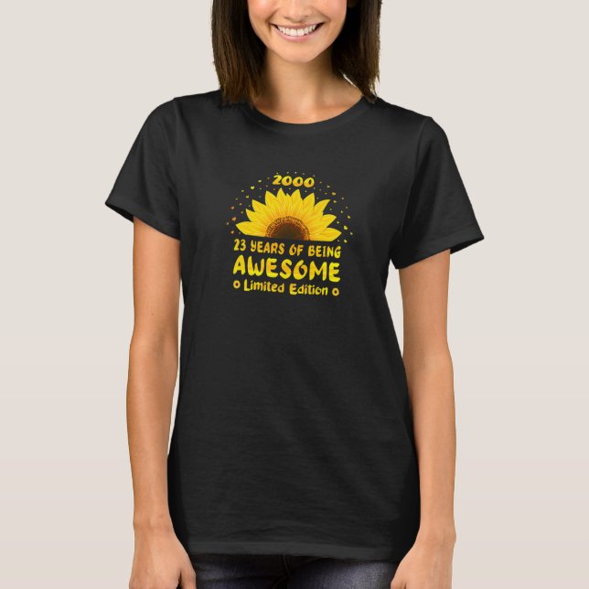 23rd Birthday 23 Year Old Sunflower Lover Women Bo T-Shirt (Front)
