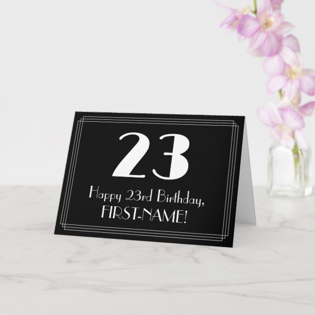 23rd Birthday ~ Art Deco Inspired Look "23", Name Card (Orchid)