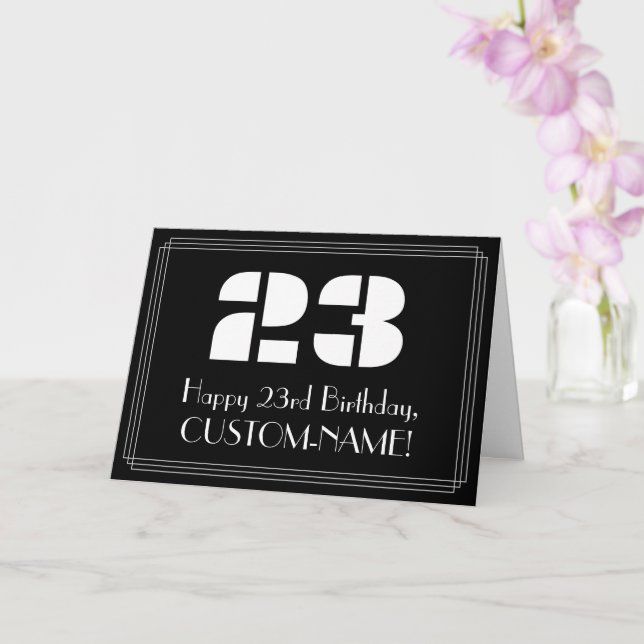 23rd Birthday: Art Deco Inspired Look "23" & Name Card (Orchid)