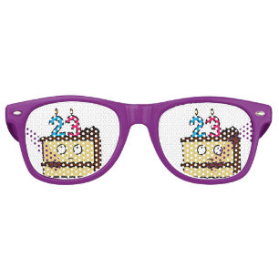 23rd Birthday Cake with Candles Retro Sunglasses