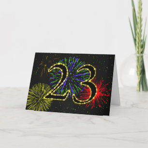 23rd Birthday card with fireworks