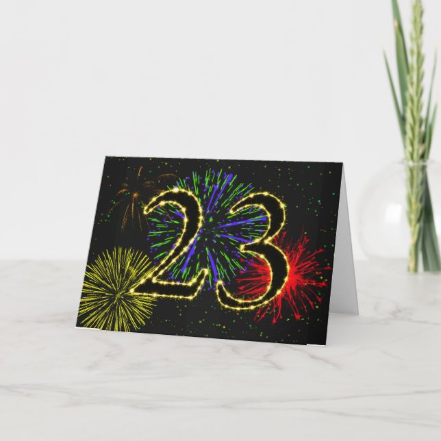 23rd Birthday card with fireworks (Front)