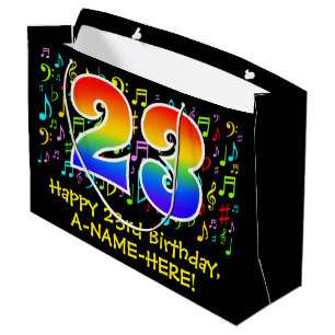 23rd Birthday - Colorful Music Symbols, Rainbow 23 Large Gift Bag