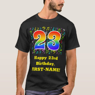 23rd Birthday: Colorful Music Symbols, Rainbow 23 T-Shirt