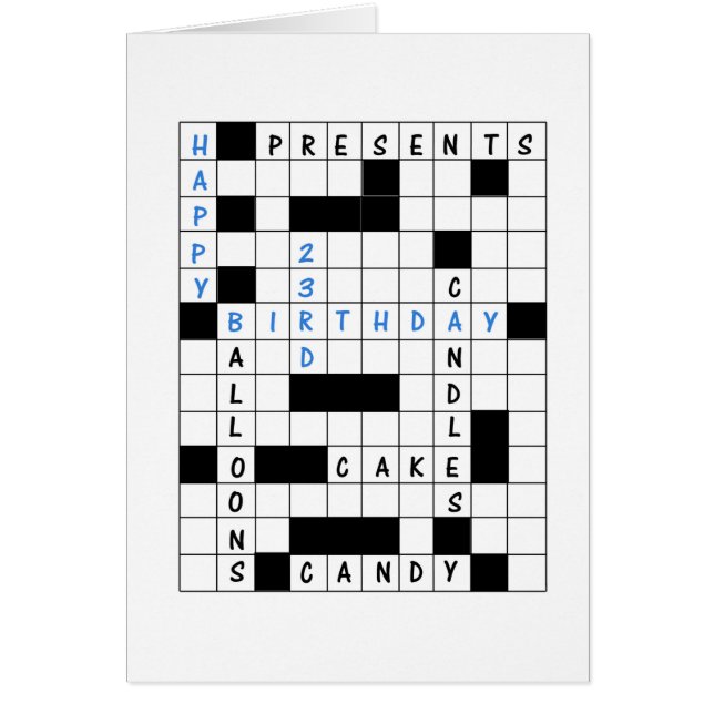 23rd Birthday, Crossword Puzzle Birthday Card (Front)