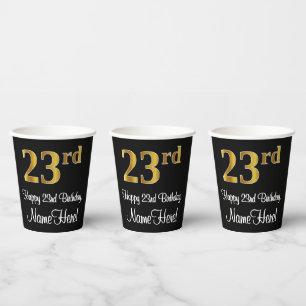 23rd Birthday - Elegant Luxurious Faux Gold Look # Paper Cups