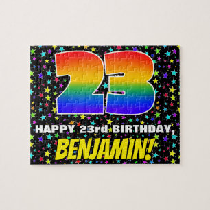 23rd Birthday — Fun, Colourful Star Field Pattern Jigsaw Puzzle