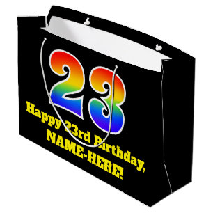 23rd Birthday ~ Fun, Colourful, Vibrant, Rainbow 2 Large Gift Bag