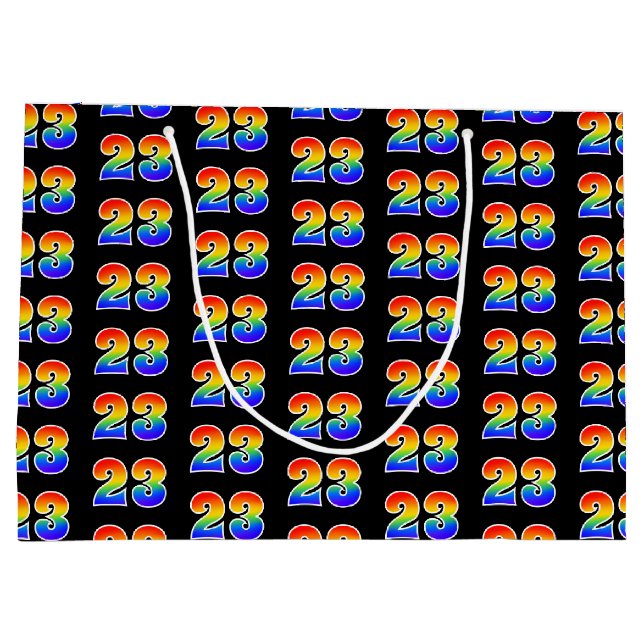 23rd Birthday: Fun Rainbow Event Number 23 Pattern Large Gift Bag (Back)