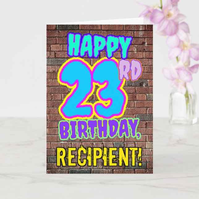 23rd Birthday - Fun, Urban Graffiti Inspired Look Card (Orchid)