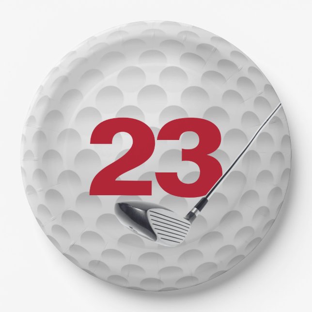 23rd Birthday Golf Ball Design Paper Plate (Front)