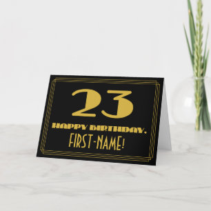 23rd Birthday: Name + Art Deco Inspired Look "23" Card
