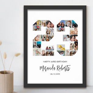 23rd Birthday Number 23 Custom Photo Collage Poster