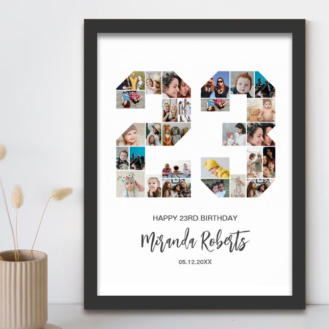 23rd Birthday Number 23 Custom Photo Collage Poster (Creator Uploaded)
