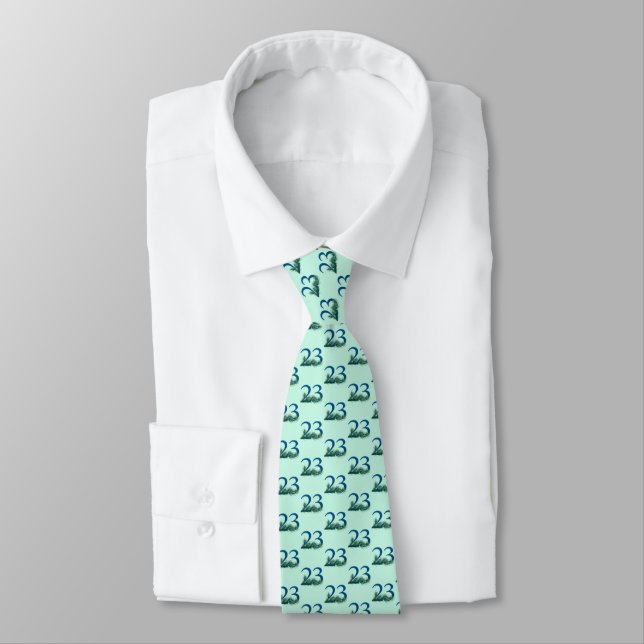 23rd Birthday or Anniversary Peacock Feathers Tie (Tied)
