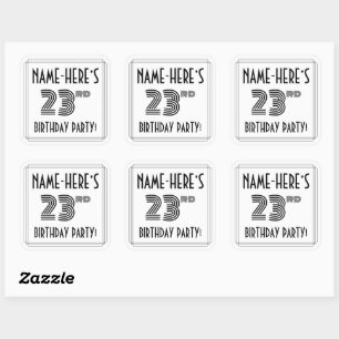 23rd Birthday Party: Art Deco Style + Custom Name Square Sticker