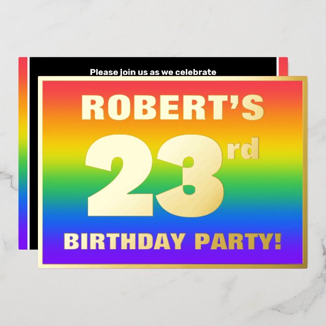 23rd Birthday Party: Fun, Colourful Rainbow Patter (Front/Back)