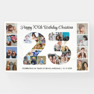 23rd Birthday Party Number 23 Photo Collage Banner