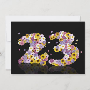 23rd Birthday party, with flowered letters Invitation