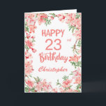 23rd Birthday Pink Peach Peonies Watercolor Floral Card<br><div class="desc">23rd Birthday Pink Peach Peonies Watercolor Floral Birthday Card. For further customisation,  please click the "Customise it" button and use our design tool to modify this template.</div>