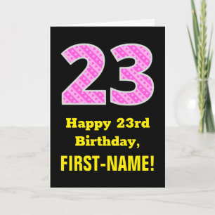23rd Birthday: Pink Stripes and Hearts "23" + Name Card
