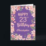 23rd Birthday Purple Pink Peach Watercolor Floral Card<br><div class="desc">23rd Birthday Purple Peach Watercolor Floral Birthday Card. For further customisation,  please click the "Customise it" button and use our design tool to modify this template.</div>