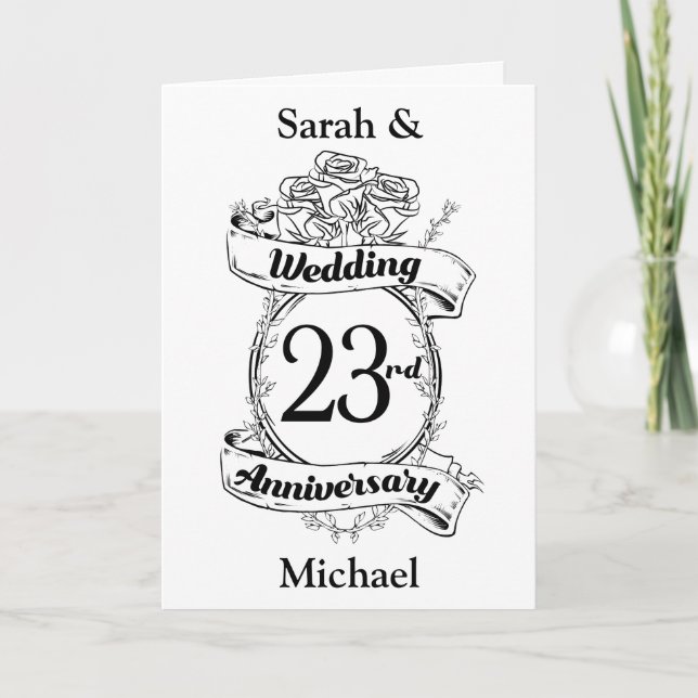 23rd Wedding Anniversary Flowers Rose Card (Front)