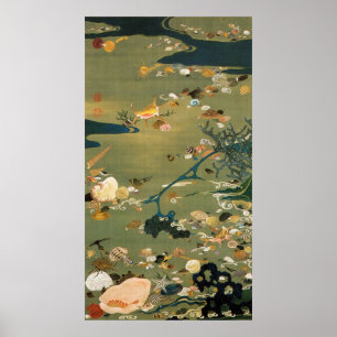 24. 貝甲図, 若冲 Shells, Jakuchū, Japan Art Poster