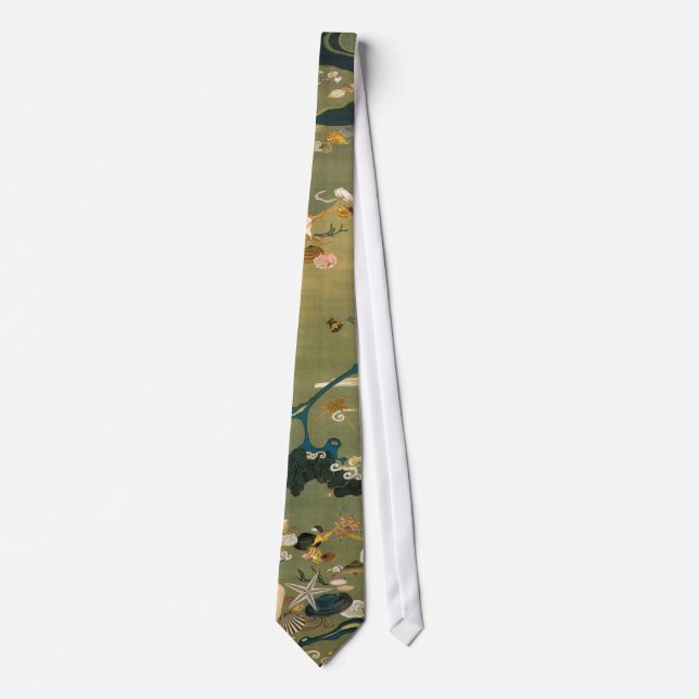 24. 貝甲図, 若冲 Shells, Jakuchū, Japan Art Tie (Front)