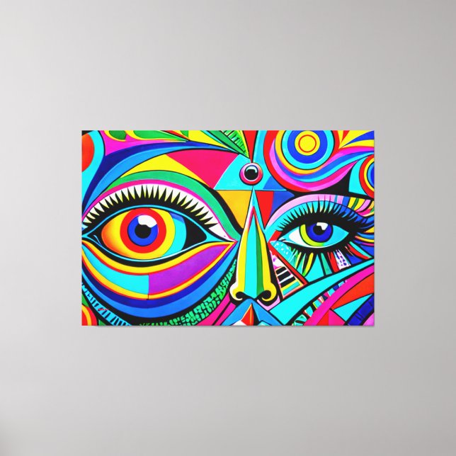 24_040, Cubist Face Abstract Art Canvas Print (Front)
