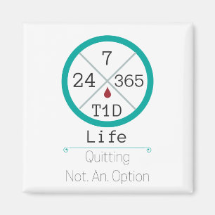24/7/365 T1D Life square magnet