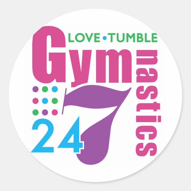 24/7 Gymnastics Classic Round Sticker (Front)