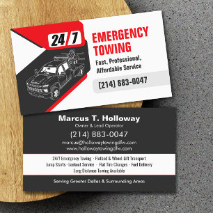  24/7 Tow Truck Roadside Assistance Business Card