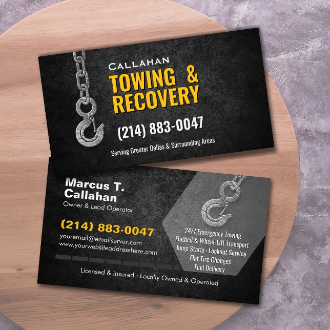 24/7 Towing Service Roadside Assistance Business Card (Creator Uploaded)