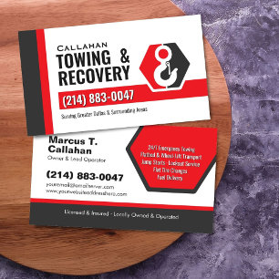 24/7 Towing Service Roadside Assistance Business Card
