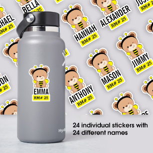 24 Baby Bear Bee Costume School Bottle Sticker