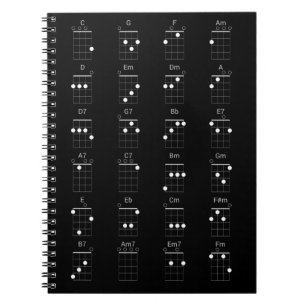 24 Common Ukulele Chords Chart - Uke Cheat Sheet P Notebook