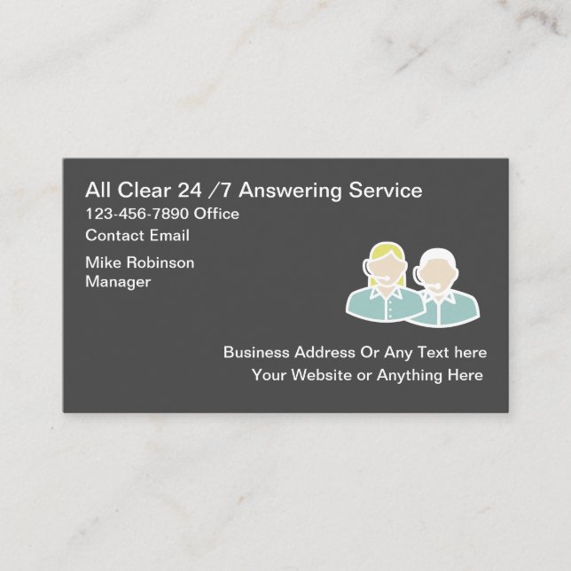 24 Hour Business Answering Service Card (Front)