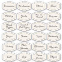 24 kitchen herbs and spices pantry labels stickers