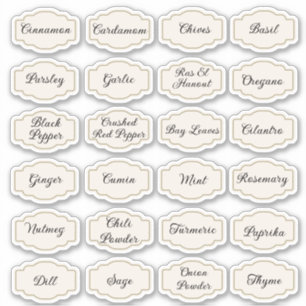 24 kitchen herbs and spices pantry labels stickers
