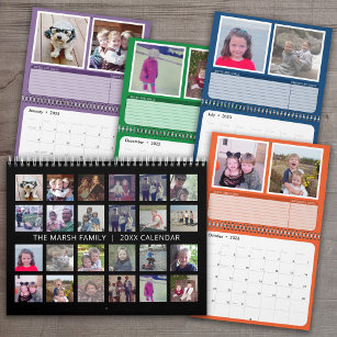 24 Photo Collage - 2 Per Month - Dates Notes Goals Calendar